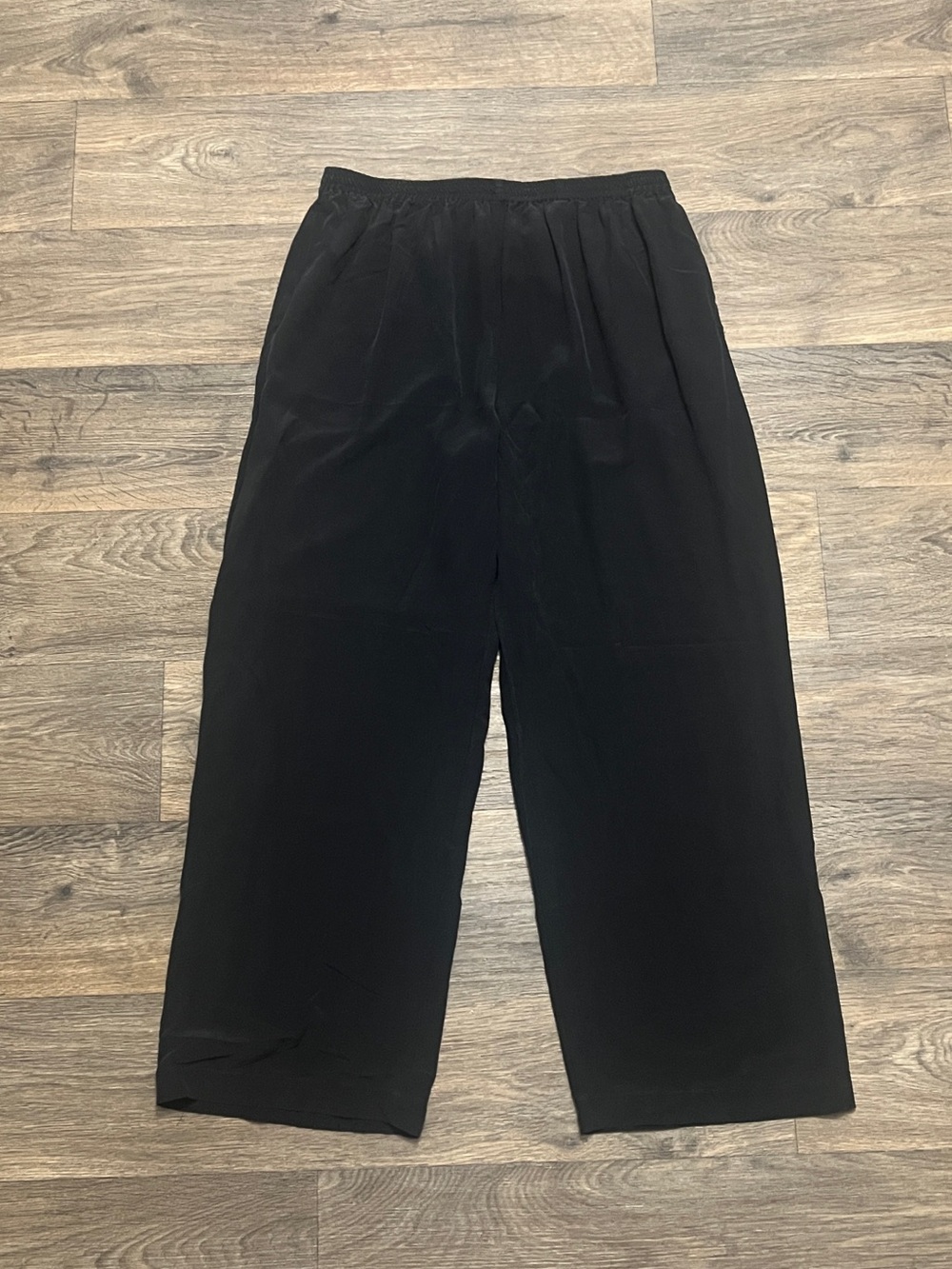 Eskandar 100% Silk Pant Black Size 3 Pull-On Elastic Waist